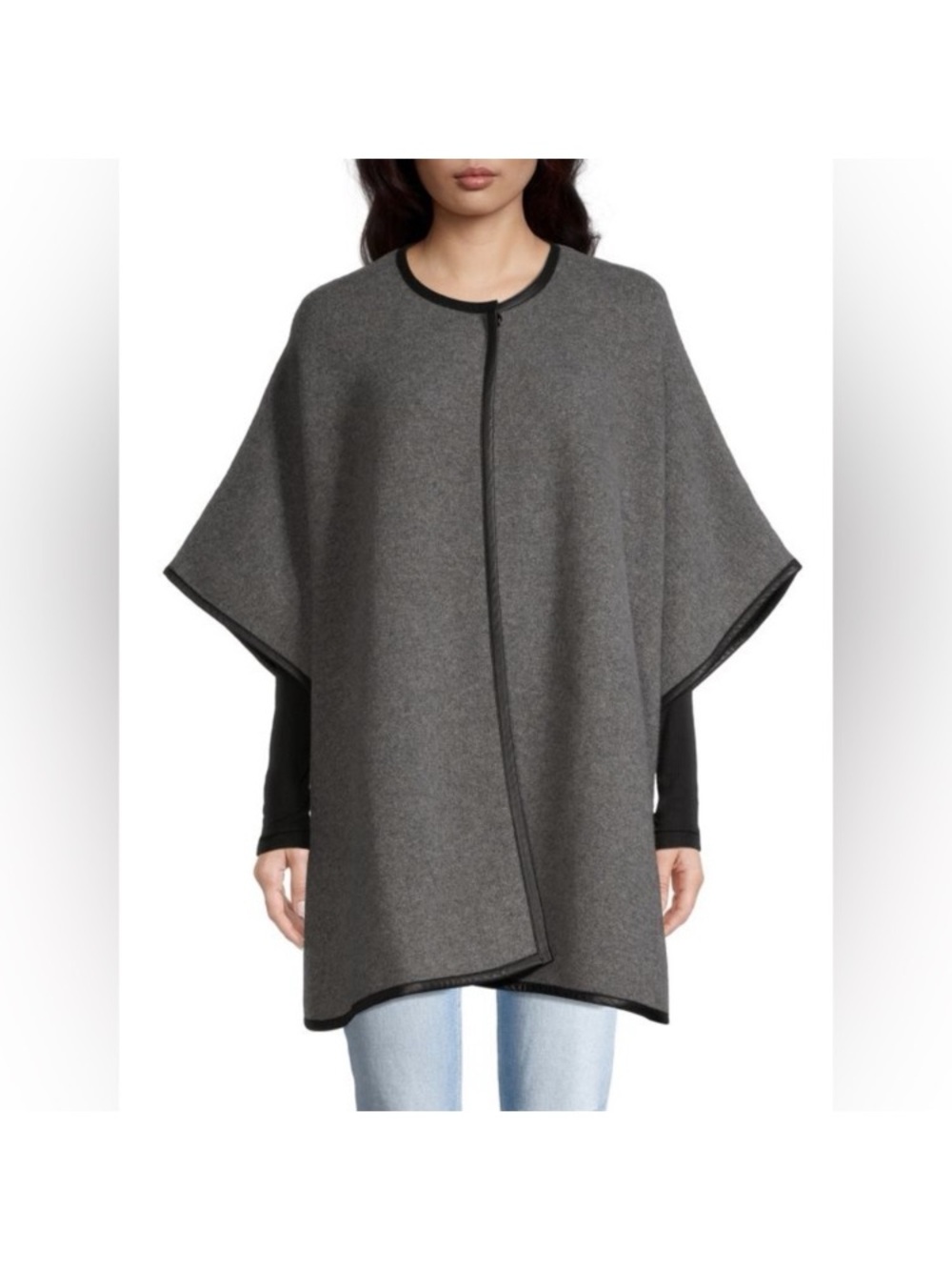 Sophia Cashmere Italian Leather Trim Cape Magnetic Sleeves 1195.00 Msrp NO BELT